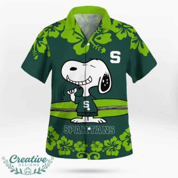 Michigan State Spartans Flower Cute Snoopy Smile Hawaiian Shirt Summer Gift Product Photo 2