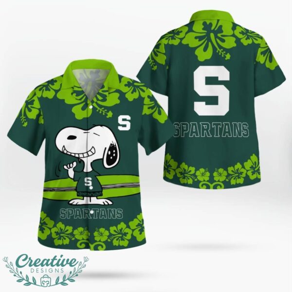 Michigan State Spartans Flower Cute Snoopy Smile Hawaiian Shirt Summer Gift Product Photo 4