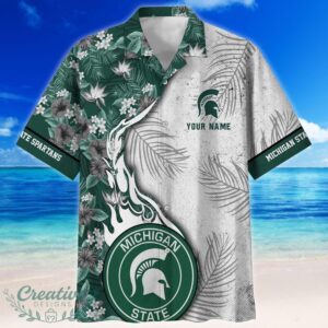 Michigan State Spartans Tropical Style Fireball Custom Name Hawaiian Shirt Product Photo 2