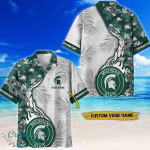 Michigan State Spartans Tropical Style Fireball Custom Name Hawaiian Shirt Product Photo 1