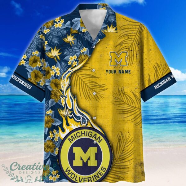 Michigan Wolverines Tropical Style Fireball Custom Name Hawaiian Shirt Product Photo 2