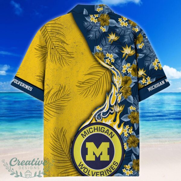 Michigan Wolverines Tropical Style Fireball Custom Name Hawaiian Shirt Product Photo 3