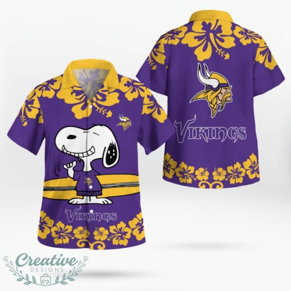 Minnesota Vikings Flower Cute Snoopy Smile Hawaiian Shirt Summer Gift Product Photo 1