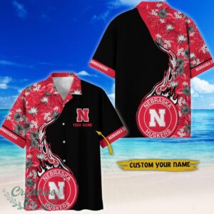 Nebraska Cornhuskers Tropical Style Fireball Custom Name Hawaiian Shirt Product Photo 1