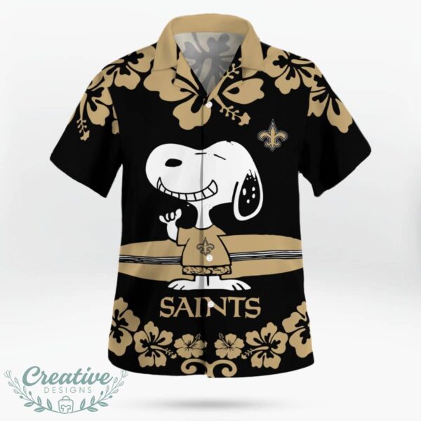 New Orleans Saints Flower Cute Snoopy Smile Hawaiian Shirt Summer Gift Product Photo 3