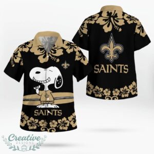 New Orleans Saints Flower Cute Snoopy Smile Hawaiian Shirt Summer Gift Product Photo 1