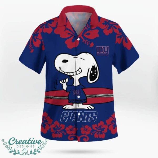 New York Giants Flower Cute Snoopy Smile Hawaiian Shirt Summer Gift Product Photo 3