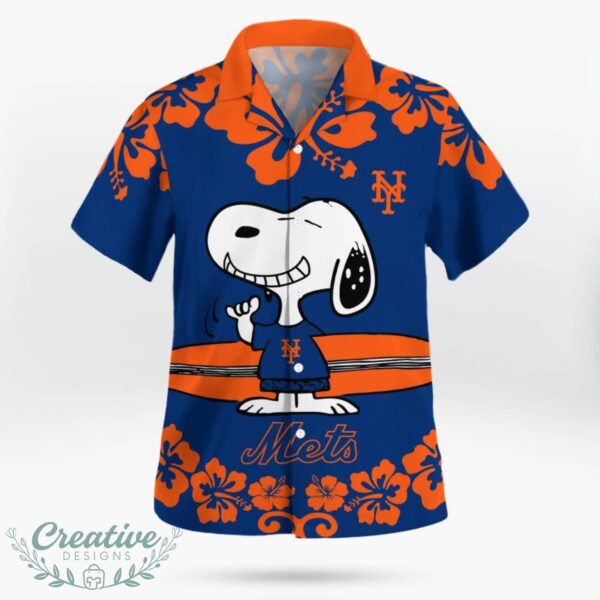 New York Mets Flower Cute Snoopy Smile Hawaiian Shirt Summer Gift Product Photo 2