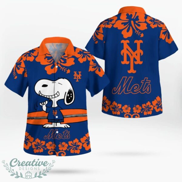 New York Mets Flower Cute Snoopy Smile Hawaiian Shirt Summer Gift Product Photo 4