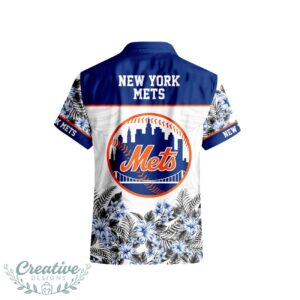 New York Mets Hibiscus Plumeria Flower 3D Printed Hawaiian Shirt Product Photo 3