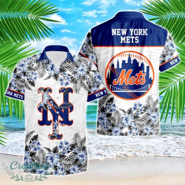 New York Mets Hibiscus Plumeria Flower 3D Printed Hawaiian Shirt Product Photo 1