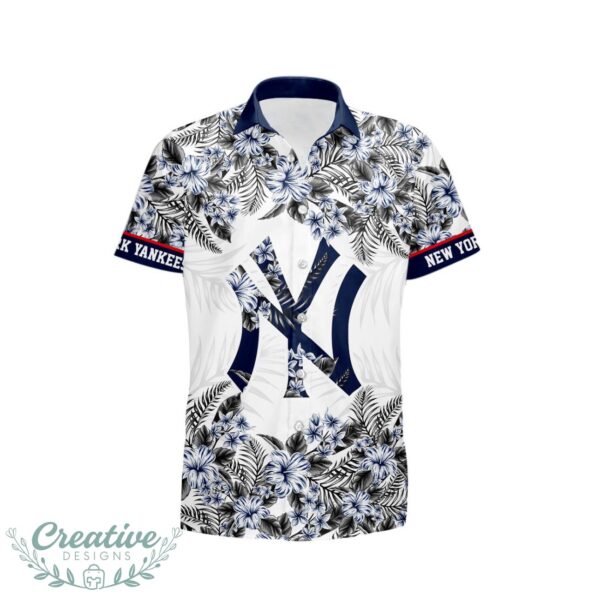 New York Yankees Hibiscus Plumeria Flower 3D Printed Hawaiian Shirt Product Photo 2