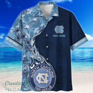 North Carolina Tar Heels Tropical Style Fireball Custom Name Hawaiian Shirt Product Photo 2