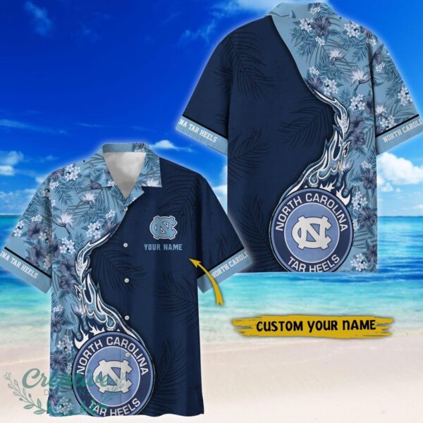 North Carolina Tar Heels Tropical Style Fireball Custom Name Hawaiian Shirt Product Photo 1