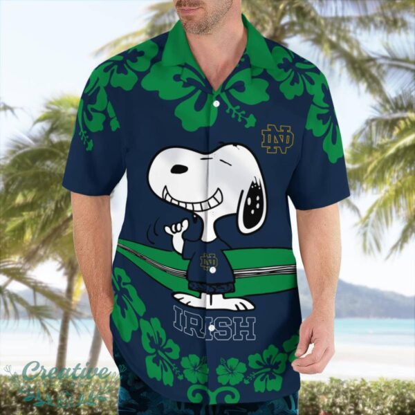 Notre Dame Fighting Irish Flower Cute Snoopy Smile Hawaiian Shirt Summer Gift Product Photo 1