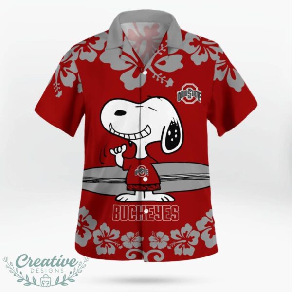 Ohio State Buckeyes Flower Cute Snoopy Smile Hawaiian Shirt Summer Gift Product Photo 2