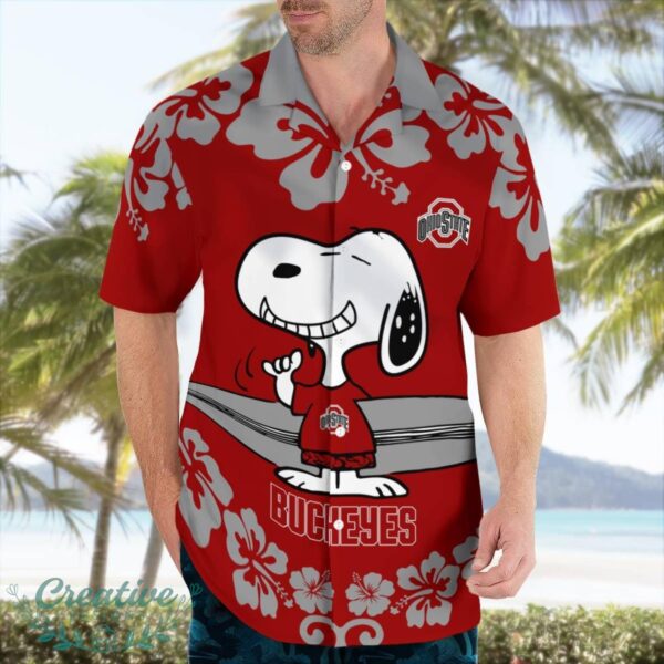 Ohio State Buckeyes Flower Cute Snoopy Smile Hawaiian Shirt Summer Gift Product Photo 4