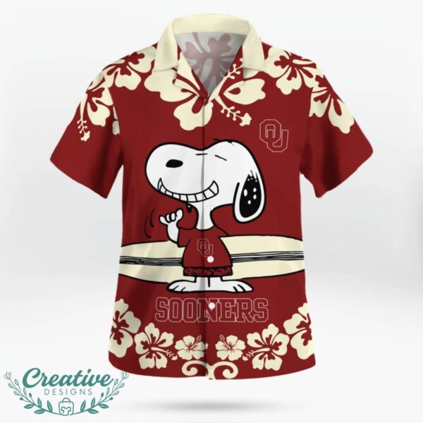 Oklahoma Sooners Flower Cute Snoopy Smile Hawaiian Shirt Summer Gift Product Photo 2