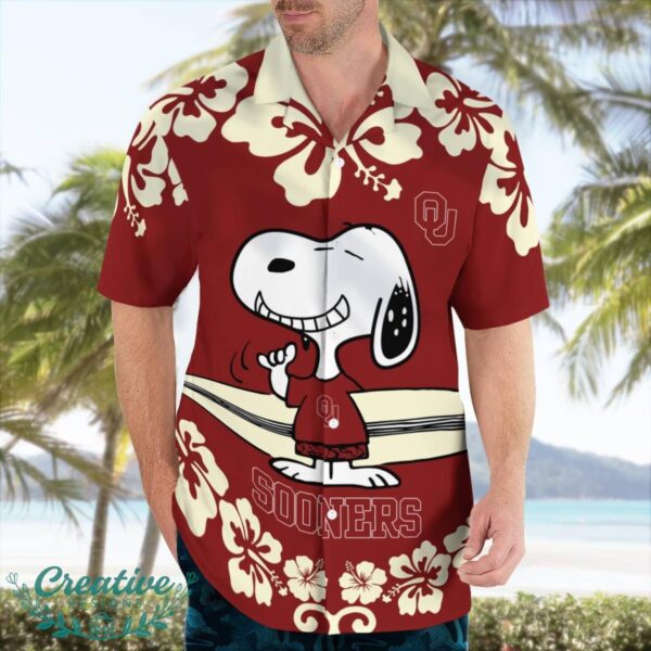 Oklahoma Sooners Flower Cute Snoopy Smile Hawaiian Shirt Summer Gift Product Photo 1