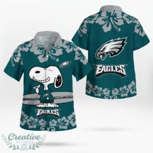 Philadelphia Eagles Flower Cute Snoopy Smile Hawaiian Shirt Summer Gift Product Photo 1