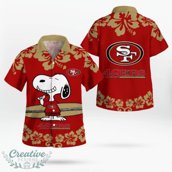 San Francisco 49ers Flower Cute Snoopy Smile Hawaiian Shirt Summer Gift Product Photo 1