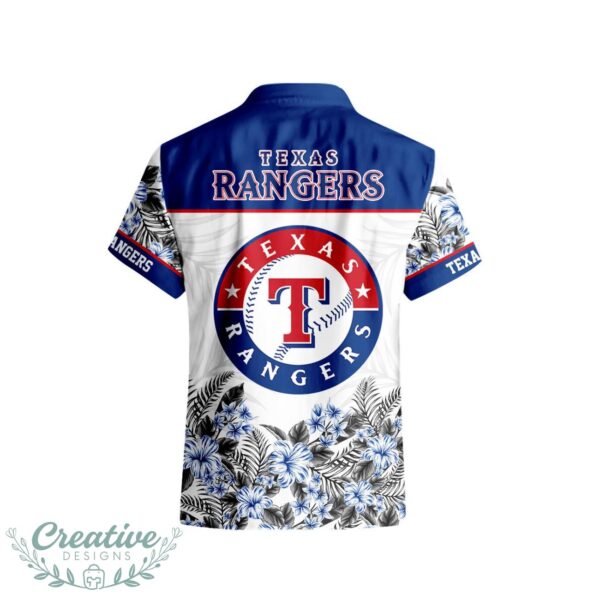 Texas Rangers Hibiscus Plumeria Flower 3D Printed Hawaiian Shirt Product Photo 3