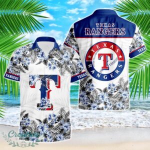 Texas Rangers Hibiscus Plumeria Flower 3D Printed Hawaiian Shirt Product Photo 1