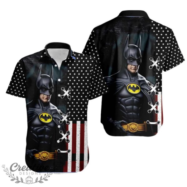 Us Flag Batman The Dark Knight Short Sleeve Aloha Hawaiian Shirt Product Photo 1