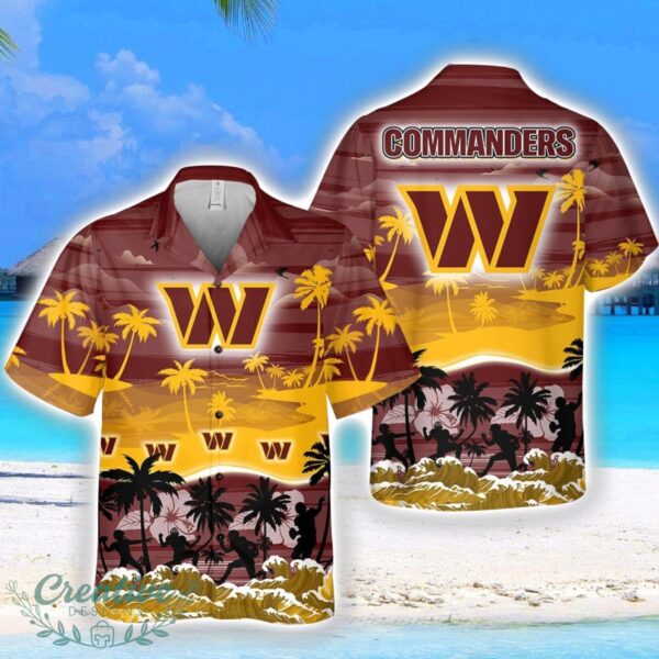 Washington Commanders Big Logo Waves Pattern Tropical Hawaiian Shirt Product Photo 1