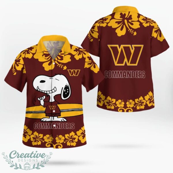 Washington Commanders Flower Cute Snoopy Smile Hawaiian Shirt Summer Gift Product Photo 1