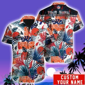 Cleveland Browns NFL Team Aloha Hawaiian Shirt Custom Name For Fans Product Photo 1