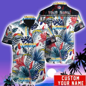 Los Angeles Chargers NFL Team Aloha Hawaiian Shirt Custom Name For Fans Product Photo 1