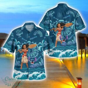 Moana and Stitch Hawaiian Shirt 3D Printing Beach Shirt For Men And Women Product Photo 1