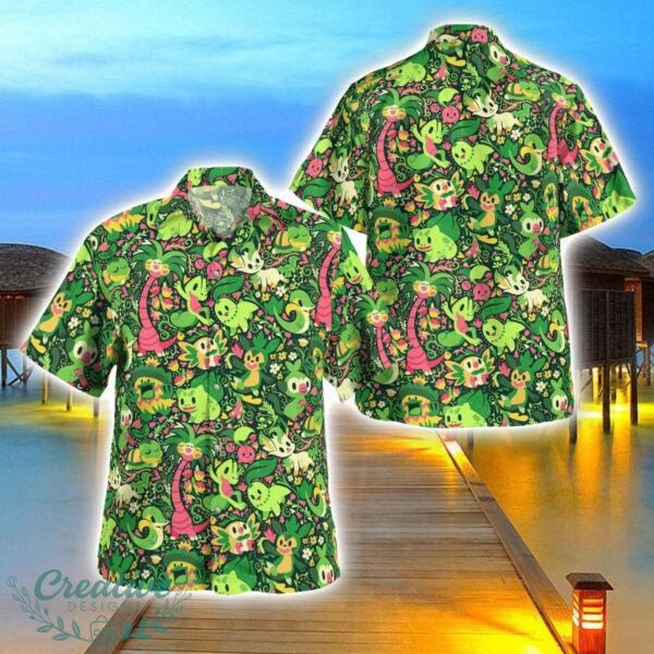 Tree Pokemon Green Hawaiian Shirt 3D Printing Beach Shirt For Men And Women Product Photo 1