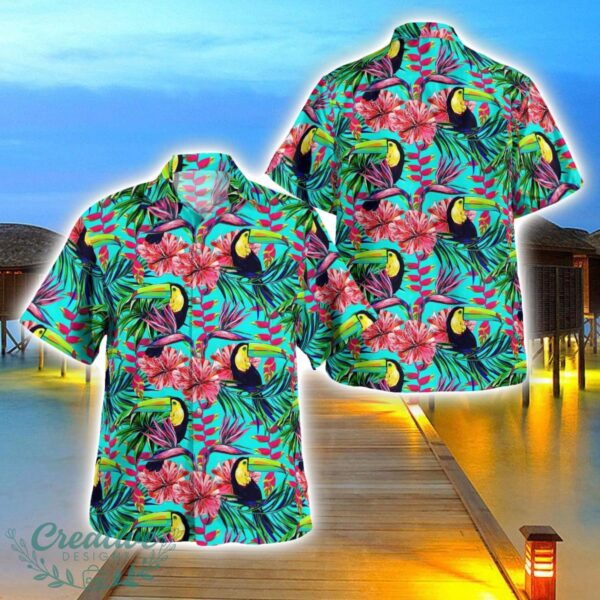 Tropical Flowers And Toucan Birds Hawaiian Shirt 3D Printing Beach Shirt For Men And Women Product Photo 1