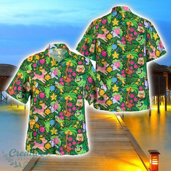 Tropical Green Pokemon Hawaiian Shirt 3D Printing Beach Shirt For Men And Women Product Photo 1