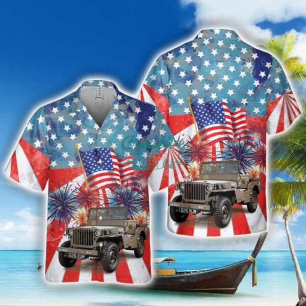 1942 Willys MB Jeep, 4th Of July Hawaiian Shirt Product Photo 1