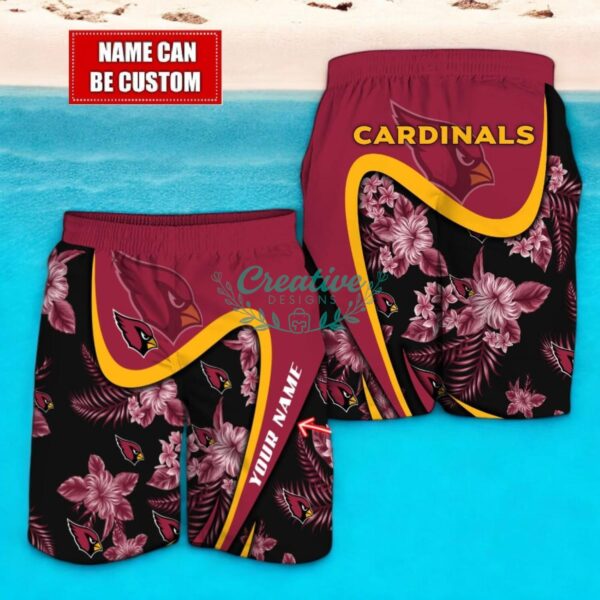 Arizona Cardinals NFL Floral Hawaiian Shirt And Beach Shorts Custom Name For Fans Product Photo 2