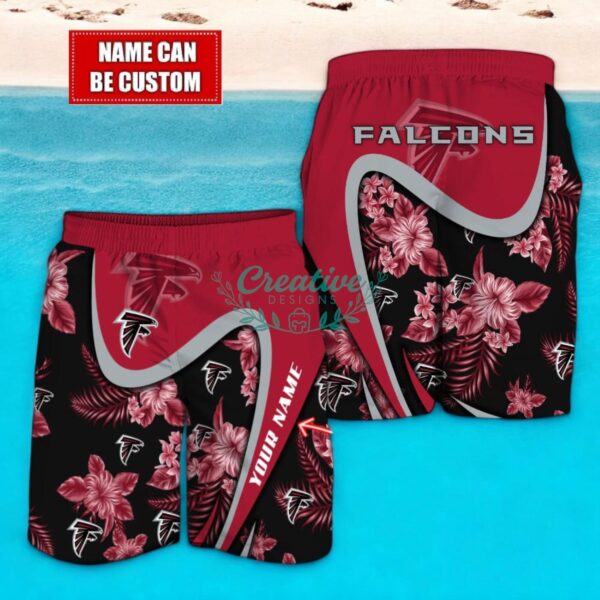 Atlanta Falcons NFL Floral Hawaiian Shirt And Beach Shorts Custom Name For Fans Product Photo 2