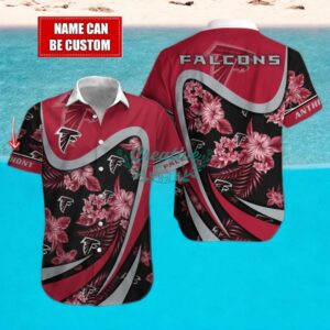 Atlanta Falcons NFL Floral Hawaiian Shirt And Beach Shorts Custom Name For Fans Product Photo 1