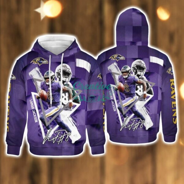 Baltimore Ravens Lamar Jackson 3D Al Over Printed Hoodie Cute Gift For Men Women Product Photo 1