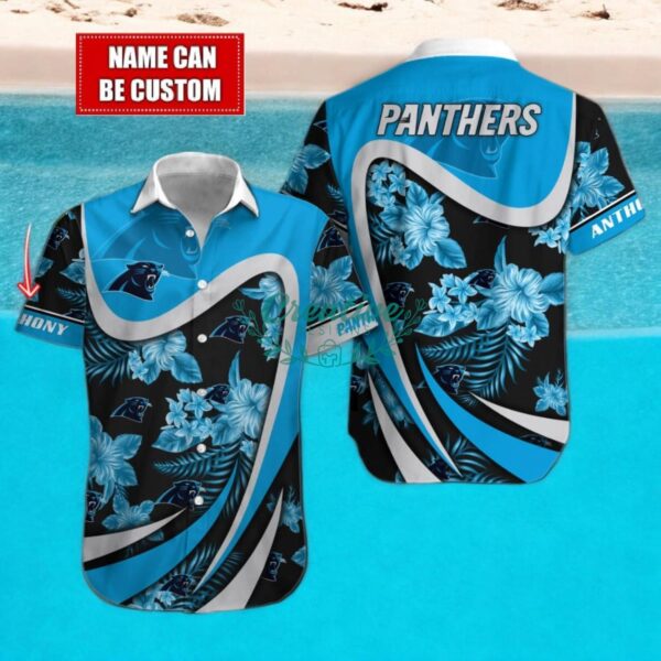 Carolina Panthers NFL Floral Hawaiian Shirt And Beach Shorts Custom Name For Fans Product Photo 1