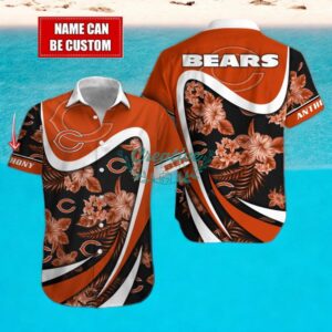 Chicago Bears NFL Floral Hawaiian Shirt And Beach Shorts Custom Name For Fans Product Photo 1