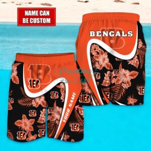 Cincinnati Bengals NFL Floral Hawaiian Shirt And Beach Shorts Custom Name For Fans Product Photo 2