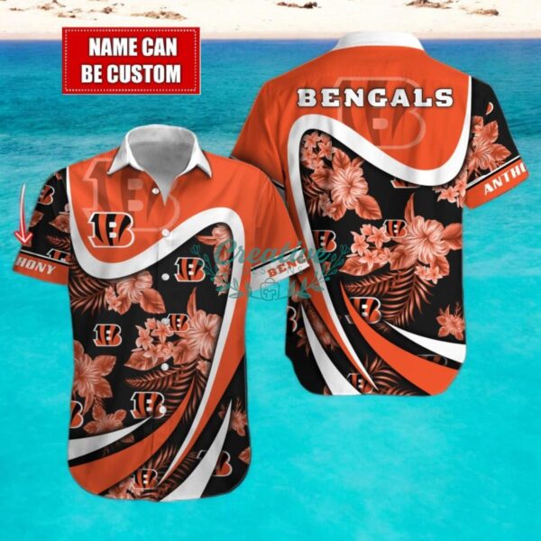 Cincinnati Bengals NFL Floral Hawaiian Shirt And Beach Shorts Custom Name For Fans Product Photo 1