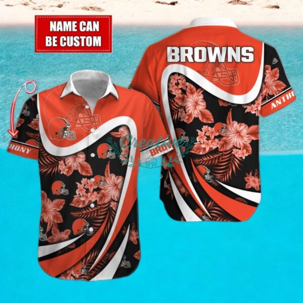 Cleveland Browns NFL Floral Hawaiian Shirt And Beach Shorts Custom Name For Fans Product Photo 1