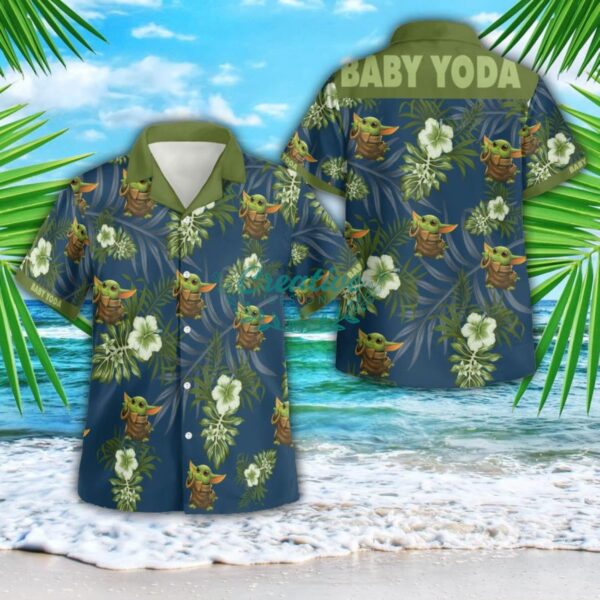 Cute Baby Yoda Hibicus Star Wars Movie 3D Button Hawaiian Shirt Men And Women Aloha Summer Beach Gift Product Photo 1