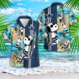 Dallas Cowboys Snoopy Surfing 3D Button Hawaiian Shirt Men And Women Aloha Summer Beach Gift Product Photo 1