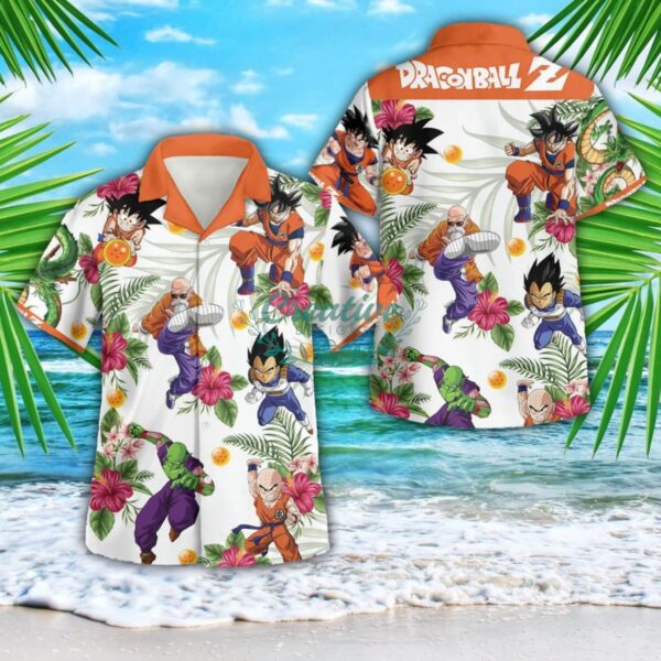 Dragon Ball Z Characters Son Goku Vegeta Tropica 3D Button Hawaiian Shirt Men And Women Aloha Summer Beach Gift Product Photo 1