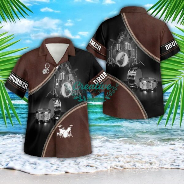 Drummer 3D Button Hawaiian Shirt Men And Women Aloha Summer Beach Gift Product Photo 1